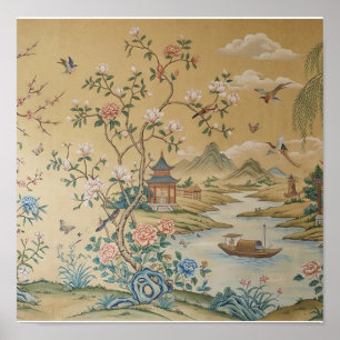 Affiche Peinture de paysage asiatique vintage dans le styl