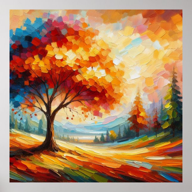Affiche Peinture de Paysage avec des Couleurs Vives (Devant)