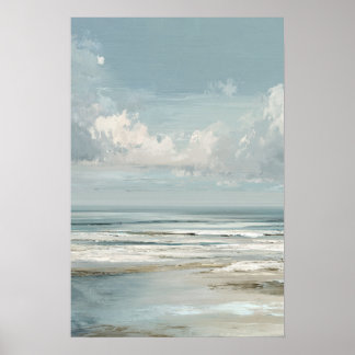 Affiche Peinture de paysage côtier avec horizon océanique