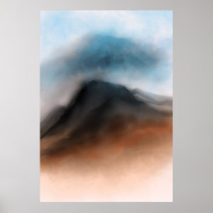 Affiche Peinture de paysage de désert et de ciel à l'aquar