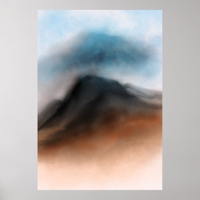 Affiche Peinture de paysage de désert et de ciel à l'aquar (Devant)