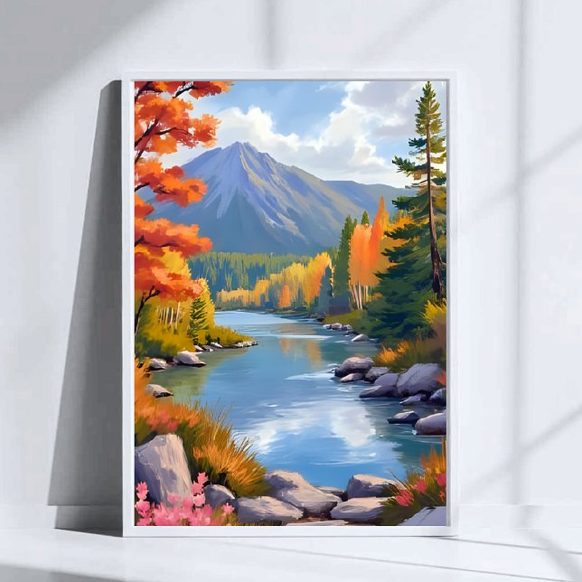 Affiche Peinture de paysage de feuillage d'automne de Nouv (Créateur téléchargé)
