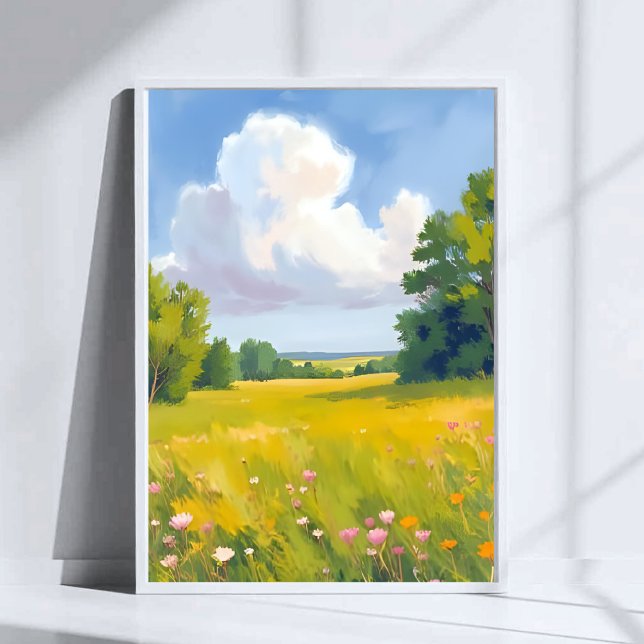 Affiche Peinture de paysage de nature de prairie verte lux (Créateur téléchargé)