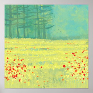 Affiche Peinture de paysage de prairie