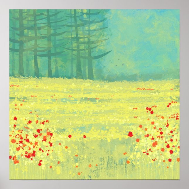 Affiche Peinture de paysage de prairie (Devant)