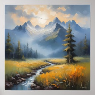 Affiche Peinture de paysage sereine - Nature paisible