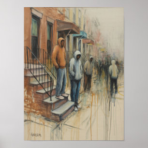 Affiche Peinture de personnages à capuche de Harlem