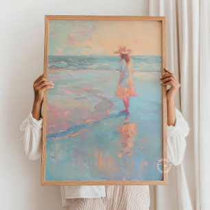 Affiche Peinture de plage Sunset de la fille Imprimer