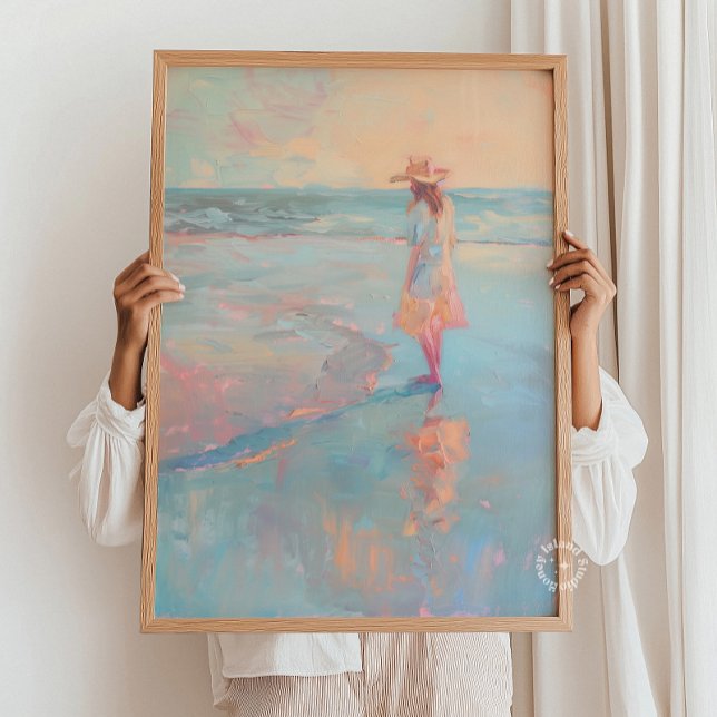 Affiche Peinture de plage Sunset de la fille Imprimer (Créateur téléchargé)