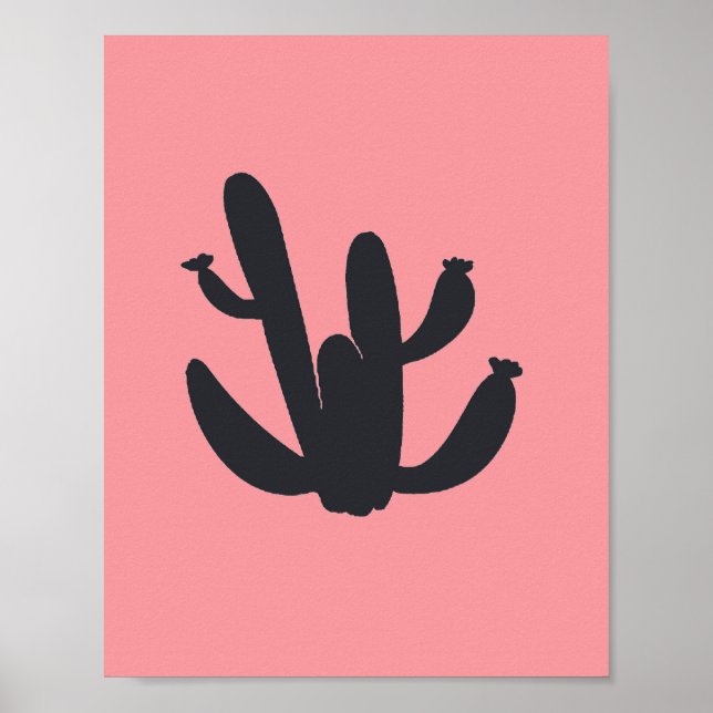 Affiche Peinture de plante de cactus noir d'art graphique  (Devant)