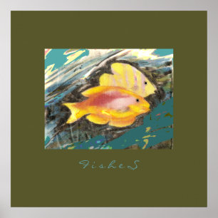 Affiche peinture de poissons