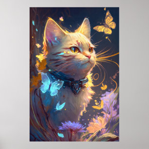 Affiche Peinture de portrait animal chat Caractère animal