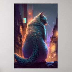 Affiche Peinture de portrait animal chat Caractère animal