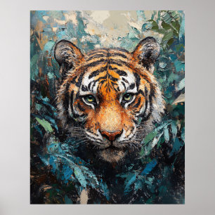 Affiche Peinture de portrait de tigre dans la jungle