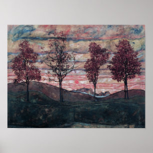 Affiche Peinture de quatre arbres par Egon Schiele
