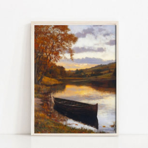Affiche Peinture de rivière automnale assourdie, impressio