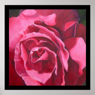 Affiche Peinture de rose de rose avec l'affiche noire