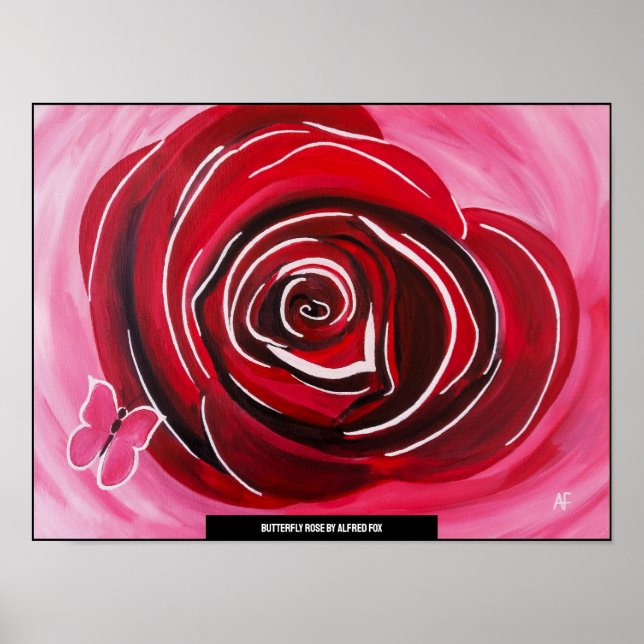 Affiche Peinture de rose papillon par Alfred Fox (Devant)