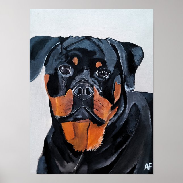 Affiche Peinture de Rottweiler par Alfred Fox (Devant)