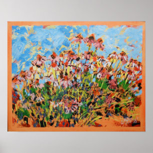 Affiche Peinture de Rudbeckias / Artiste Larry Lerew