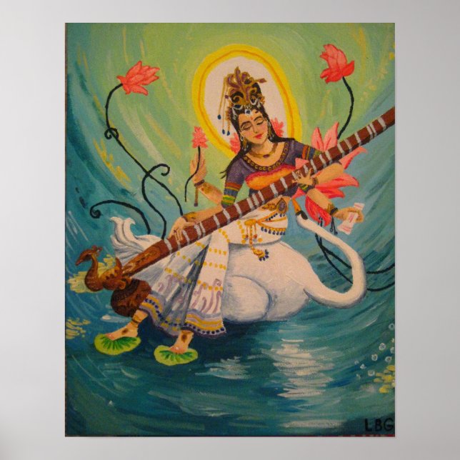 Affiche Peinture de Saraswati (Devant)