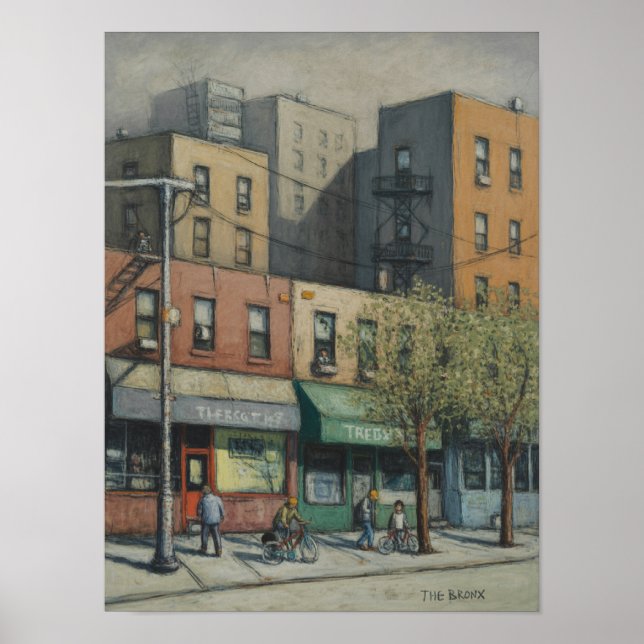 Affiche Peinture de scène de rue des devantures de magasin (Devant)