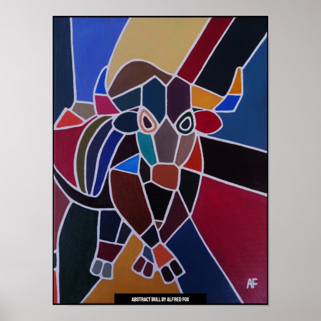 Affiche Peinture de taureau abstrait par Alfred Fox (Devant)