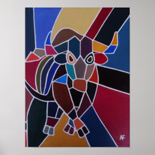 Affiche Peinture de taureau abstrait par Alfred Fox