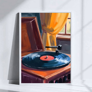 Affiche Peinture de tourne-disque vintage