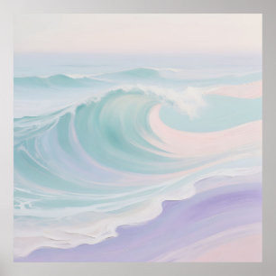 Affiche Peinture de vague océanique pastel