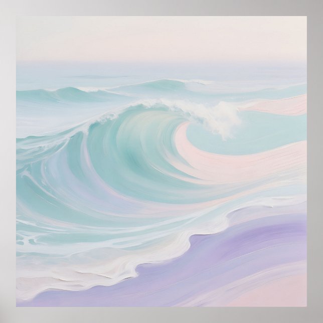 Affiche Peinture de vague océanique pastel (Devant)