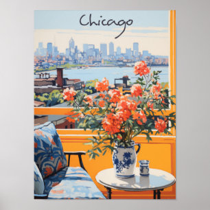 Affiche Peinture de ville de voyage Chicago Illinois Esthé