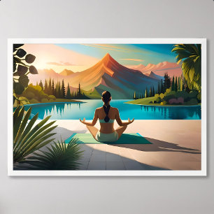 Affiche Peinture de yoga : Méditation sereine par Mountain