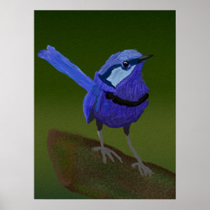 AFFICHE PEINTURE D'OISEAU BLEUE