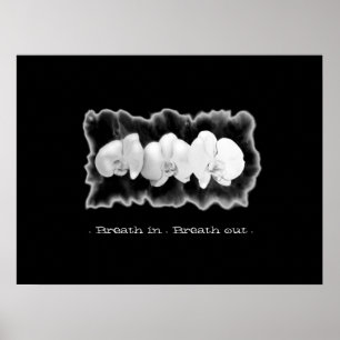 Affiche Peinture d'orchidées d'aquarelle blanche noire