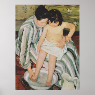 Affiche Peinture du bain de l'enfant de Mary Cassatt