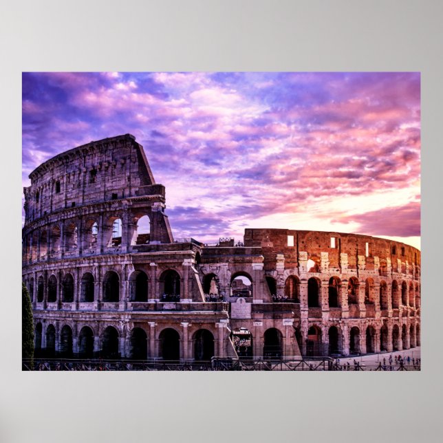 Affiche Peinture du Colisée à Rome au coucher du soleil (Devant)