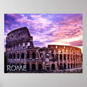 Affiche Peinture du Colisée à Rome au coucher du soleil