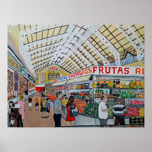 Affiche Peinture du Marché Central de Valence par Alfred F (Devant)
