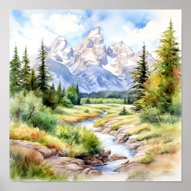 Affiche Peinture du parc national du Grand Teton (Devant)