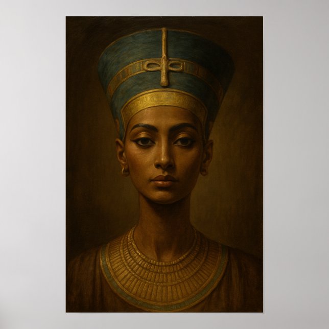 Affiche Peinture du portrait de Néfertiti (Devant)