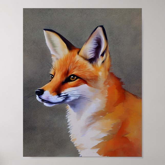 Affiche Peinture d'un animal renard (Devant)