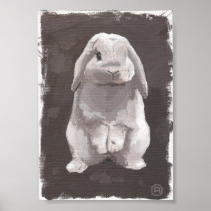 Affiche Peinture D'Un Joli Lapin Assis