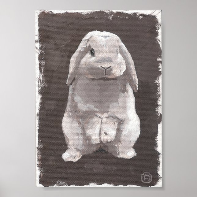 Affiche Peinture D'Un Joli Lapin Assis (Devant)