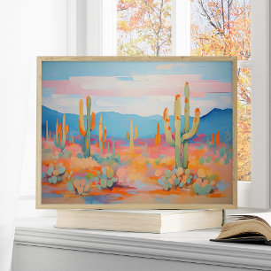 Affiche Peinture dynamique Cactus Desert Western Art