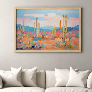 Affiche Peinture dynamique Cactus Desert Western Art