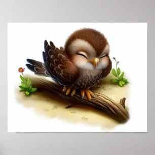 Affiche Peinture en Aquarelle 3D d'un jeune Hawk