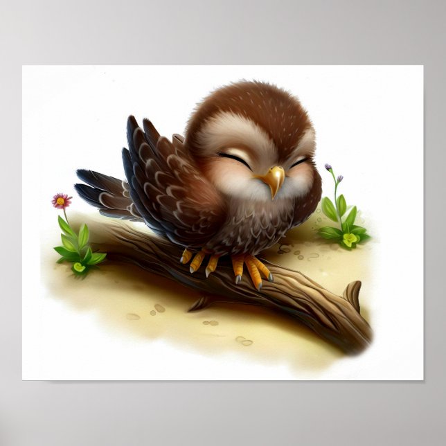 Affiche Peinture en Aquarelle 3D d'un jeune Hawk (Devant)