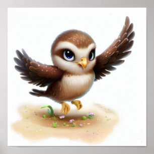 Affiche Peinture en Aquarelle 3D d'un jeune Hawk
