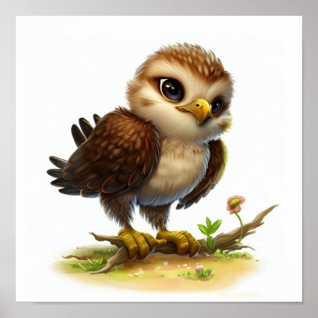 Affiche Peinture en Aquarelle 3D d'un jeune Hawk (Devant)